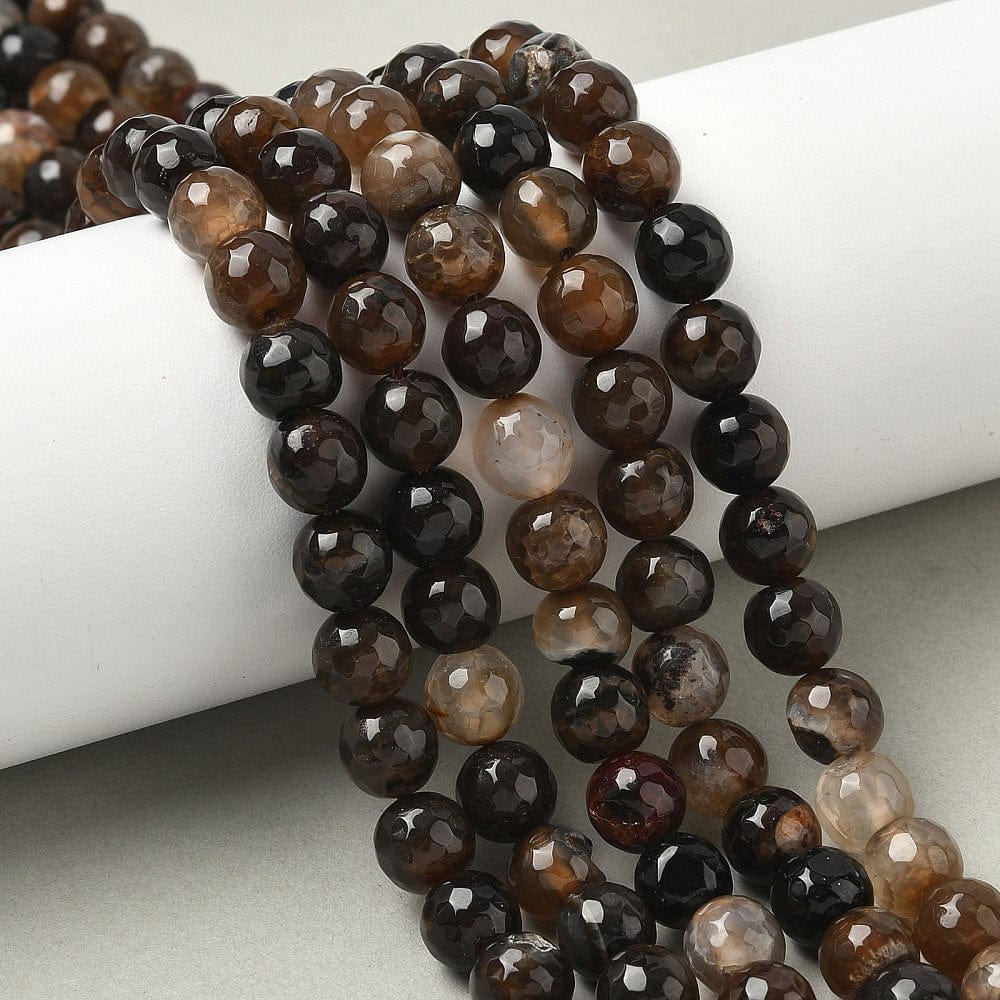 Agat – Brun, Facetteret Rund (8mm) - Uniq Perler - 115437