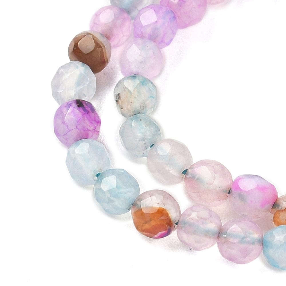 Agat – Farve Mix, Runde, Facetteret (4mm) - Uniq Perler - 116111