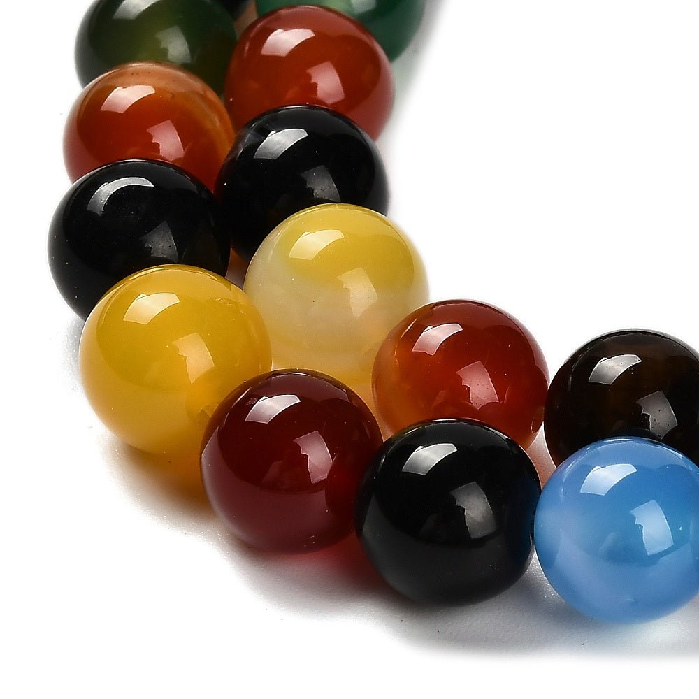 Agat – Farve Mix, Runde Perler (10mm) - Uniq Perler -