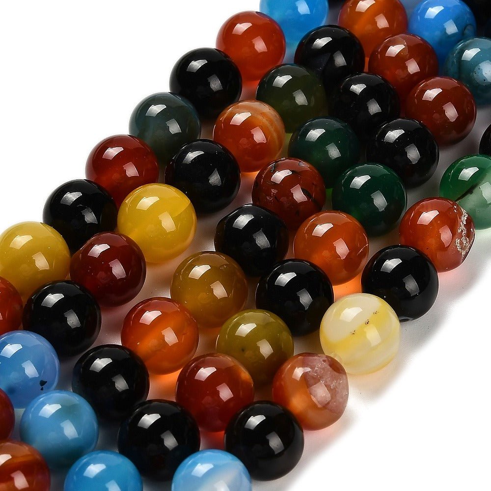 Agat – Farve Mix, Runde Perler (10mm) - Uniq Perler -