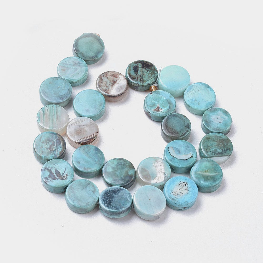 Agat Perler – Blå, Coin (16x6mm) - Uniq Perler - 112927