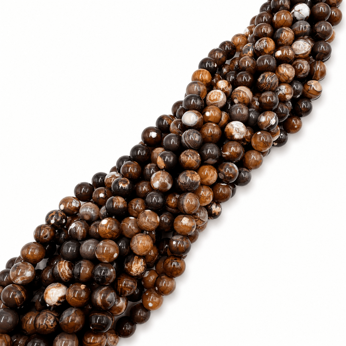 Agat Perler – Brun, Runde (8mm) - Uniq Perler - 124474