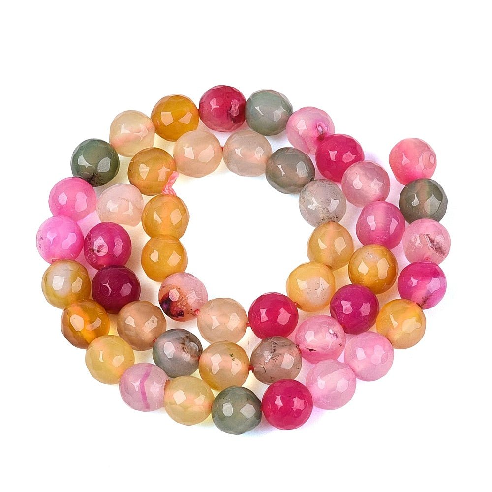Agat Perler – Farve Mix, Facetterede Runde (7,5~8mm) - Uniq Perler - 123847