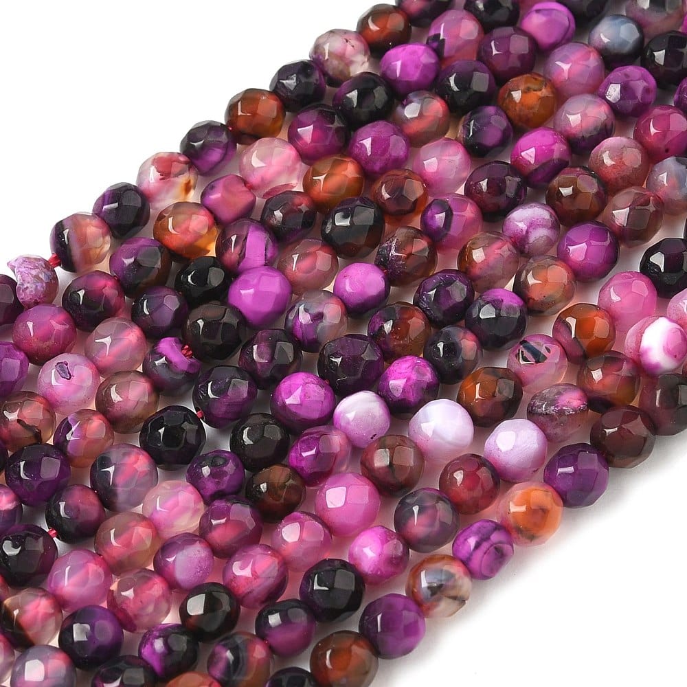 Agat Perler – Lilla, Facetteret, Rund (4mm) - Uniq Perler - 115440