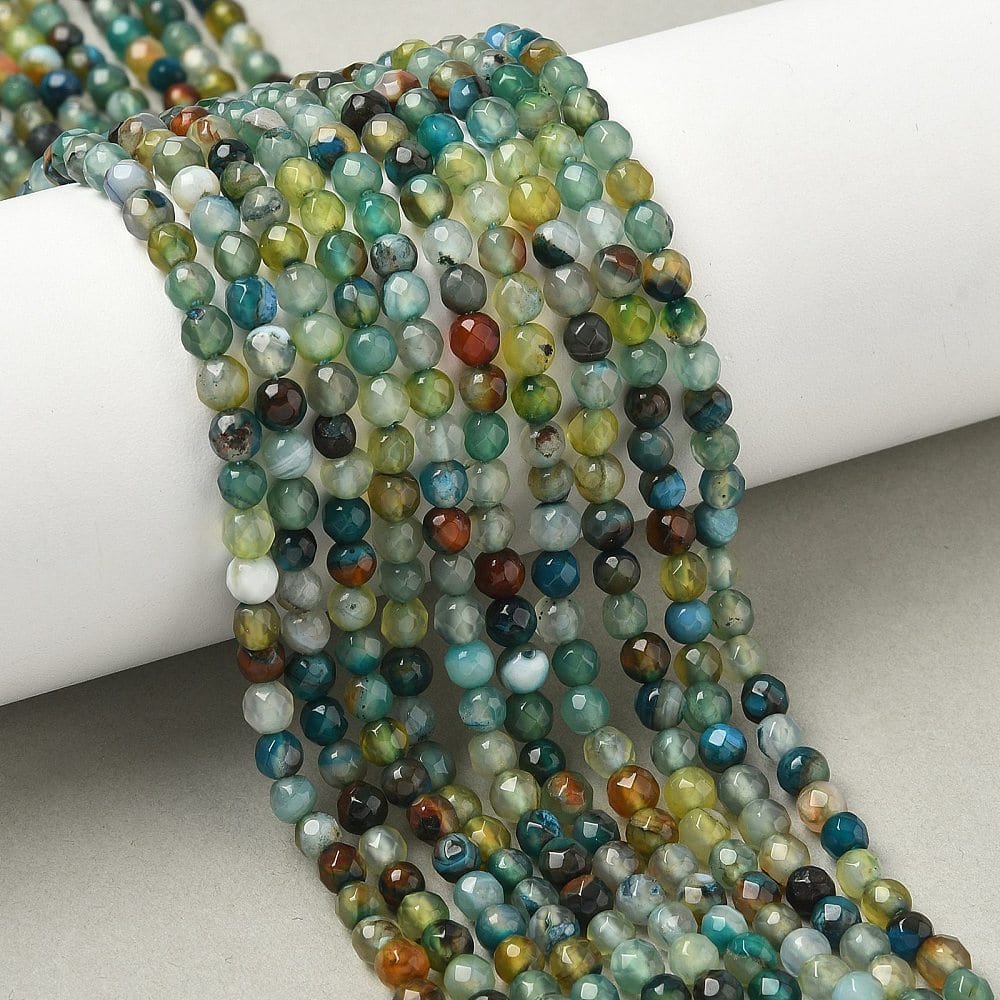 Agat Perler – Mix Farver, Facetteret, Rund (4mm) - Uniq Perler - 551992