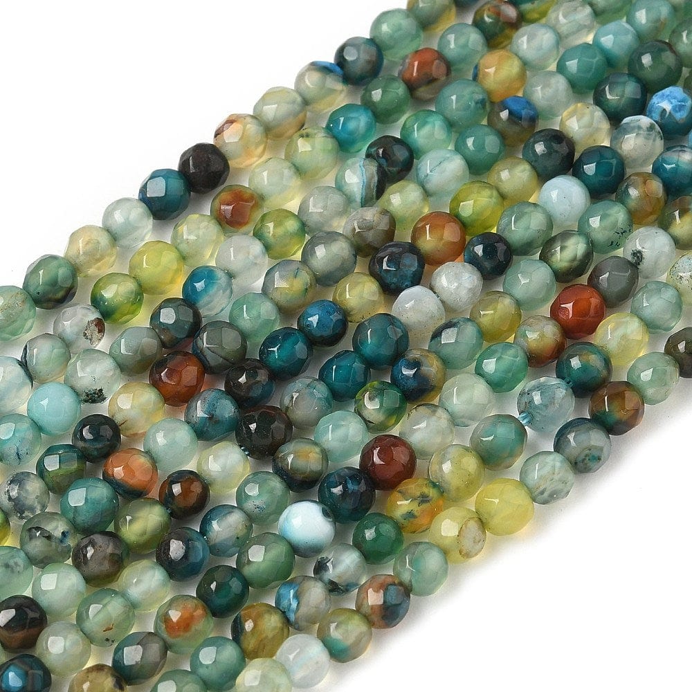 Agat Perler – Mix Farver, Facetteret, Rund (4mm) - Uniq Perler - 551992