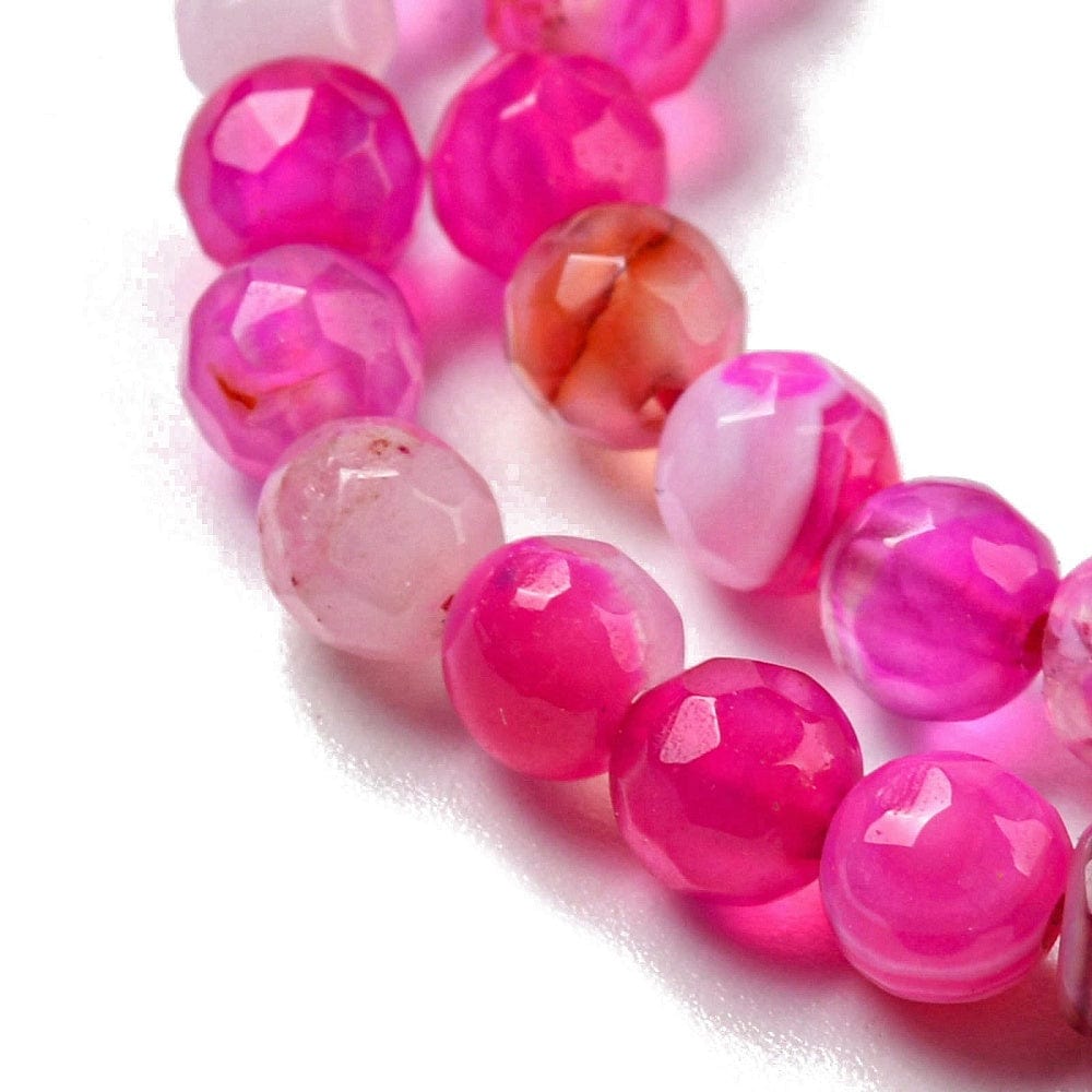 Agat Perler – Pink, Facetteret (4mm) - Uniq Perler - 047840