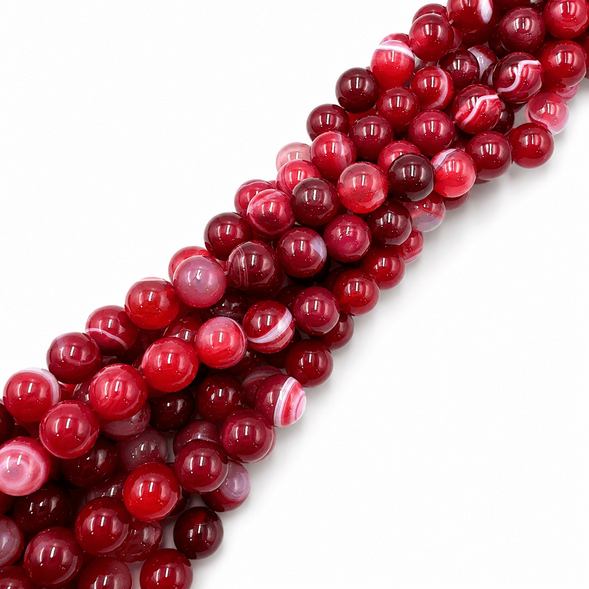 Agat Perler – Rød, Runde (10mm) - Uniq Perler - 123669