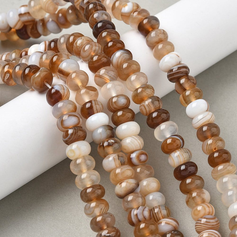 Agat - Rondel, Brun (8x5mm) - Uniq Perler - 116104