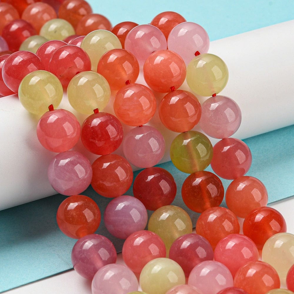 Agat – Rund, Rødt Mix (10mm) - Uniq Perler - 115247