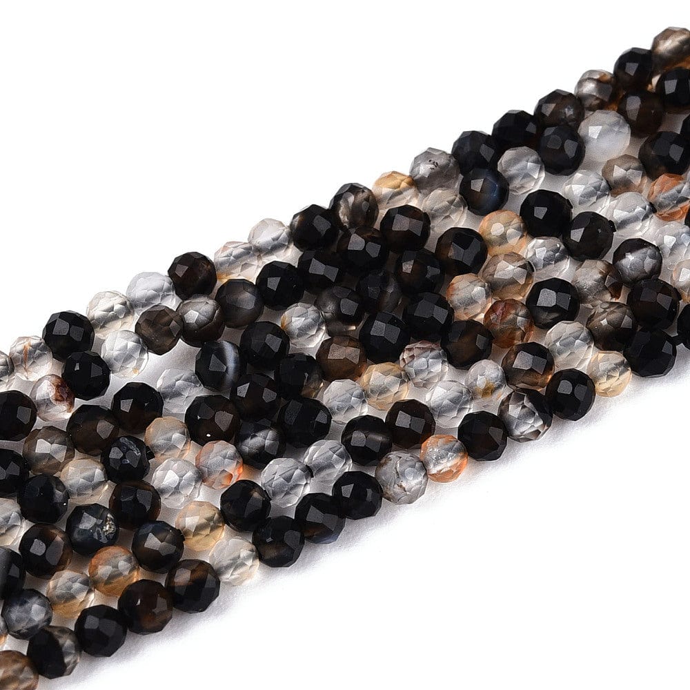 Agat – Sort, Facetteret, Rund (2 - 2,5mm) - Uniq Perler - 116106