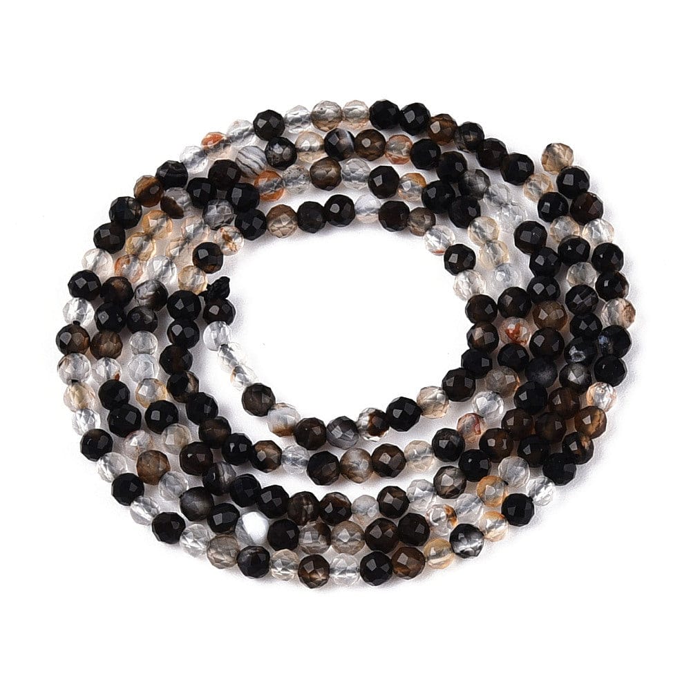 Agat – Sort, Facetteret, Rund (2 - 2,5mm) - Uniq Perler - 116106