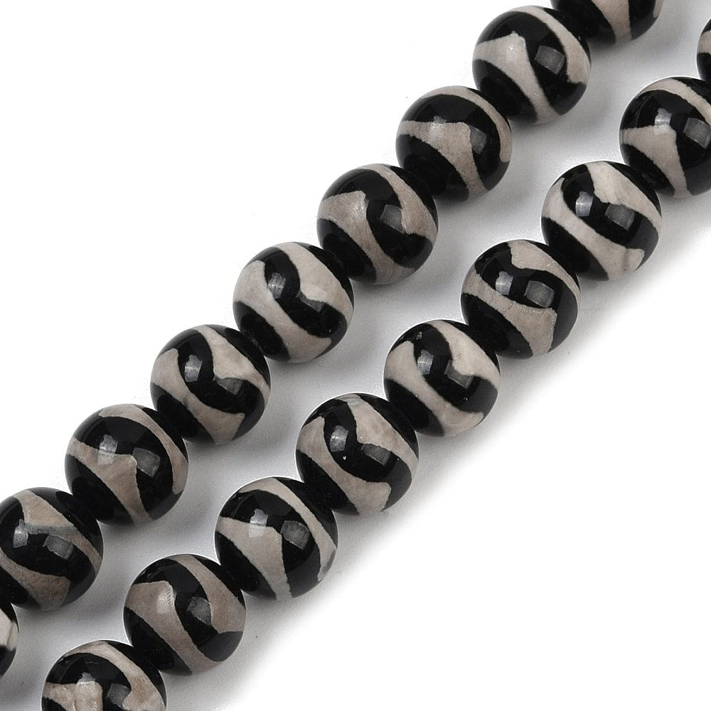 Agat – Tibetansk Mønster, Runde (8mm) - Uniq Perler - 114687