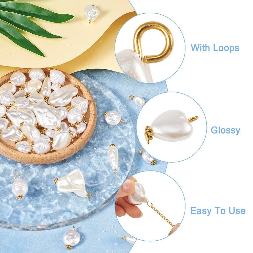 Akryl Vedhæng Med Forgyldt Top, 100gr/Ca 90 Stk. - Uniq Perler - 111375