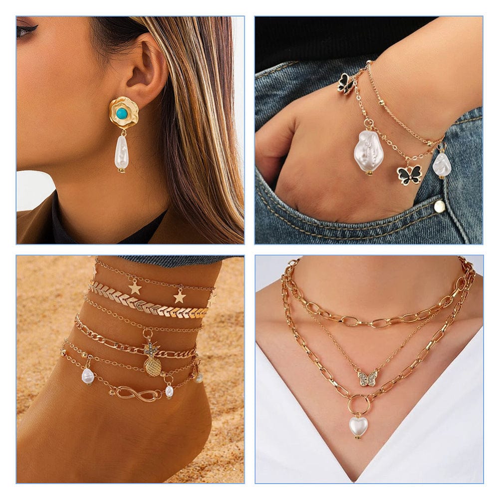 Akryl Vedhæng Med Forgyldt Top, 100gr/Ca 90 Stk. - Uniq Perler - 111375