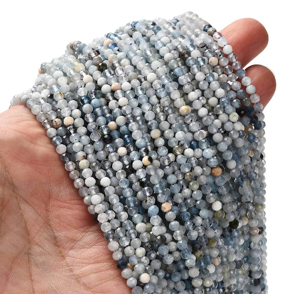 Aquamarin Perlen – Facettierte, Runde (3mm) - Uniq Perler - 116968