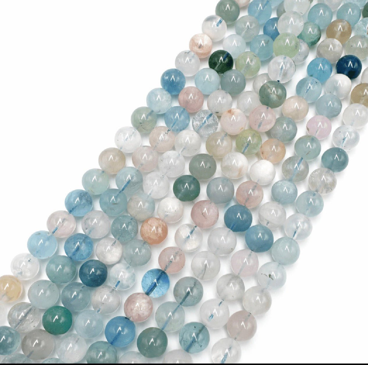 Akvamarin Perler – Runde (9,5~10mm) - Uniq Perler - 119293