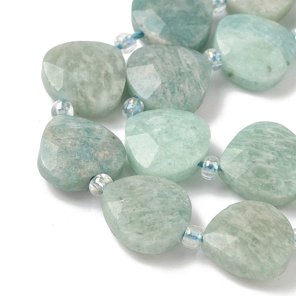 Amazonit Dråber - Facetteret (12x12x6mm) - Uniq Perler - 115901