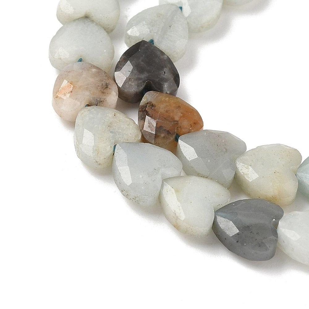 Amazonit Hjerter - Facetteret (8x8x4mm) 2 stk - Uniq Perler - 115899