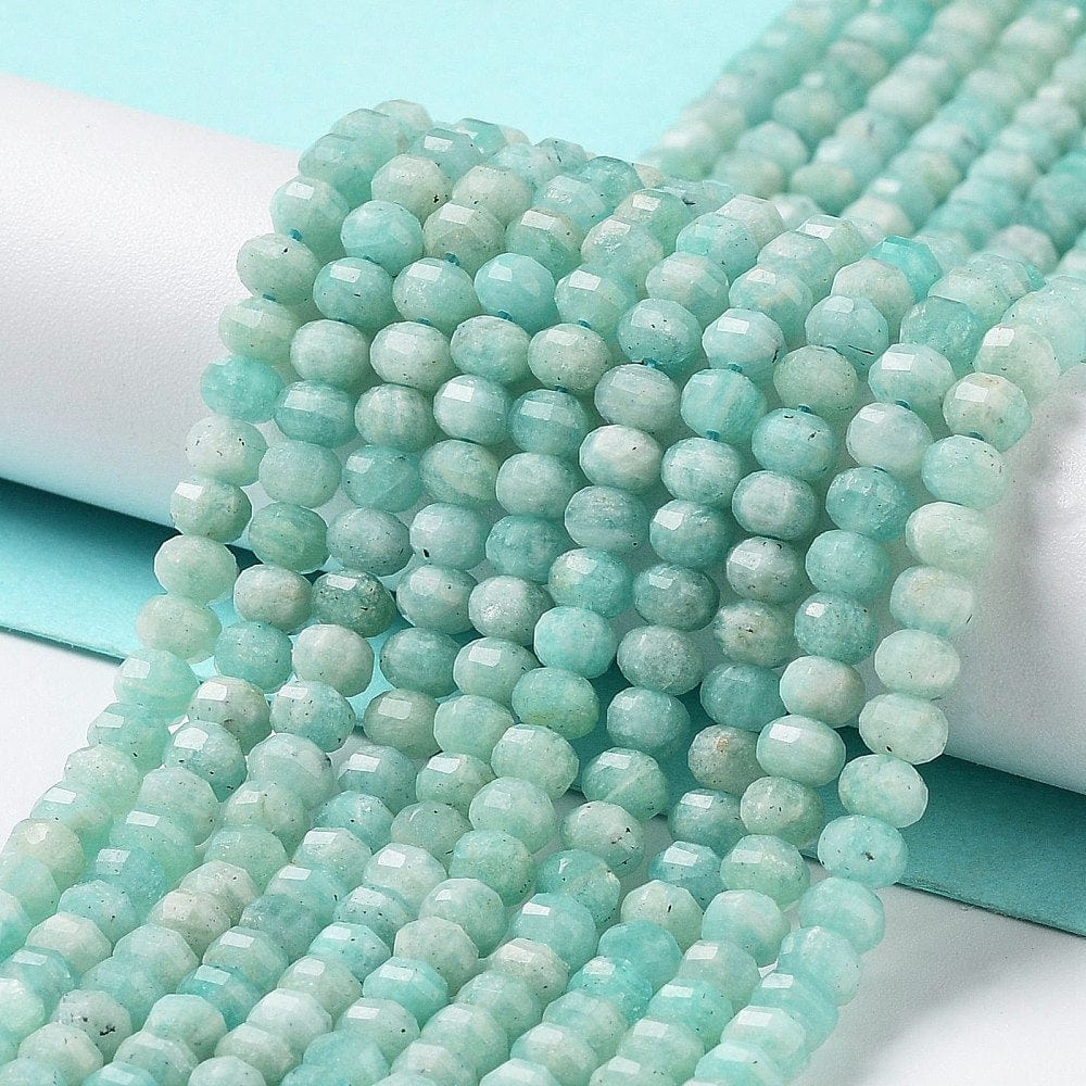 Amazonit Perler, Facetteret - 4,5x3mm - Uniq Perler - 112984