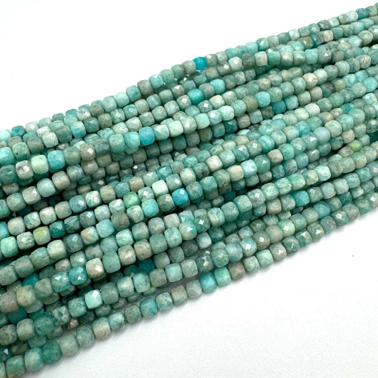 Amazonite Perler – Kubeformet (4x4 mm, Grade A) - Uniq Perler - 44886