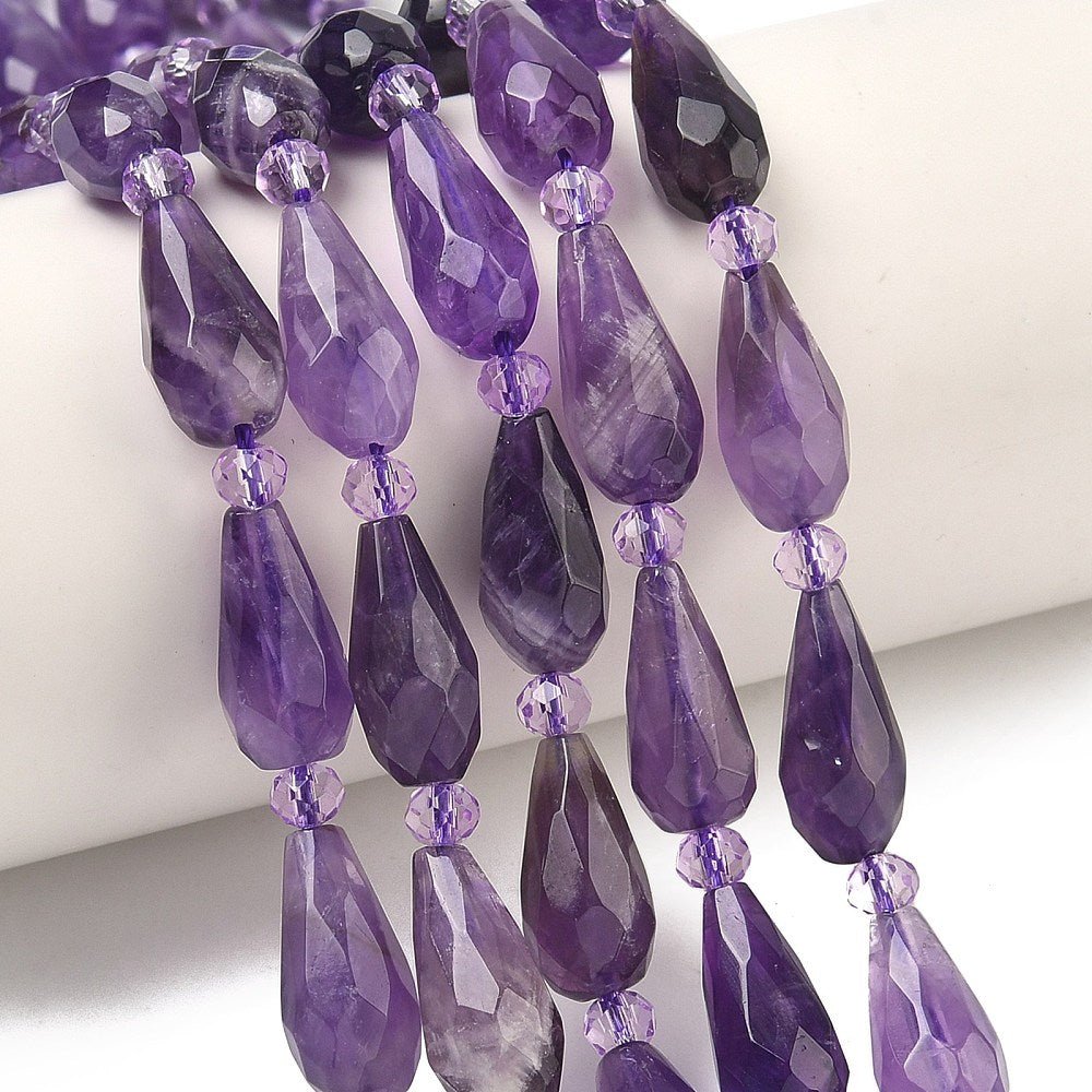 Ametyst Dråber – Facetteret (15–17.5mm) 1 stk. - Uniq Perler - 117549