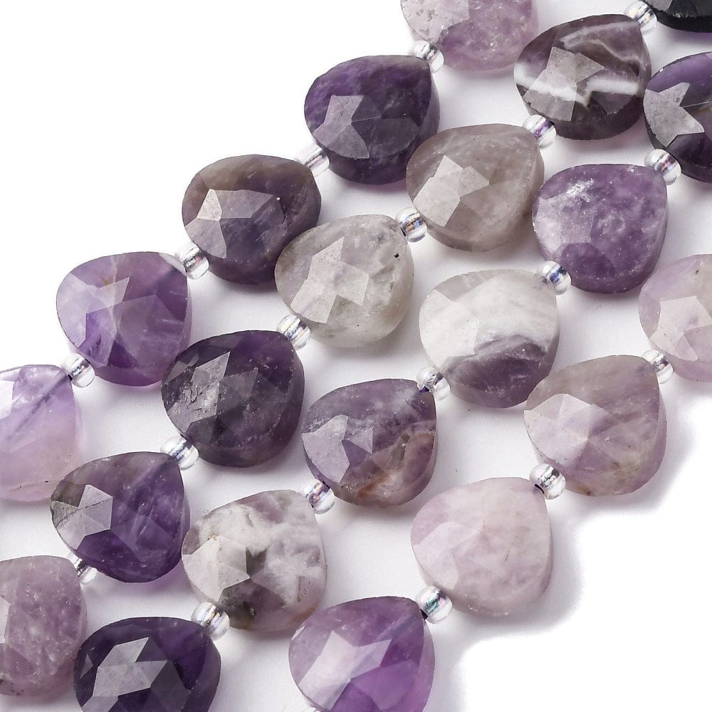 Ametyst Perler - Hjerteform (9x10mm) - Uniq Perler - 955689