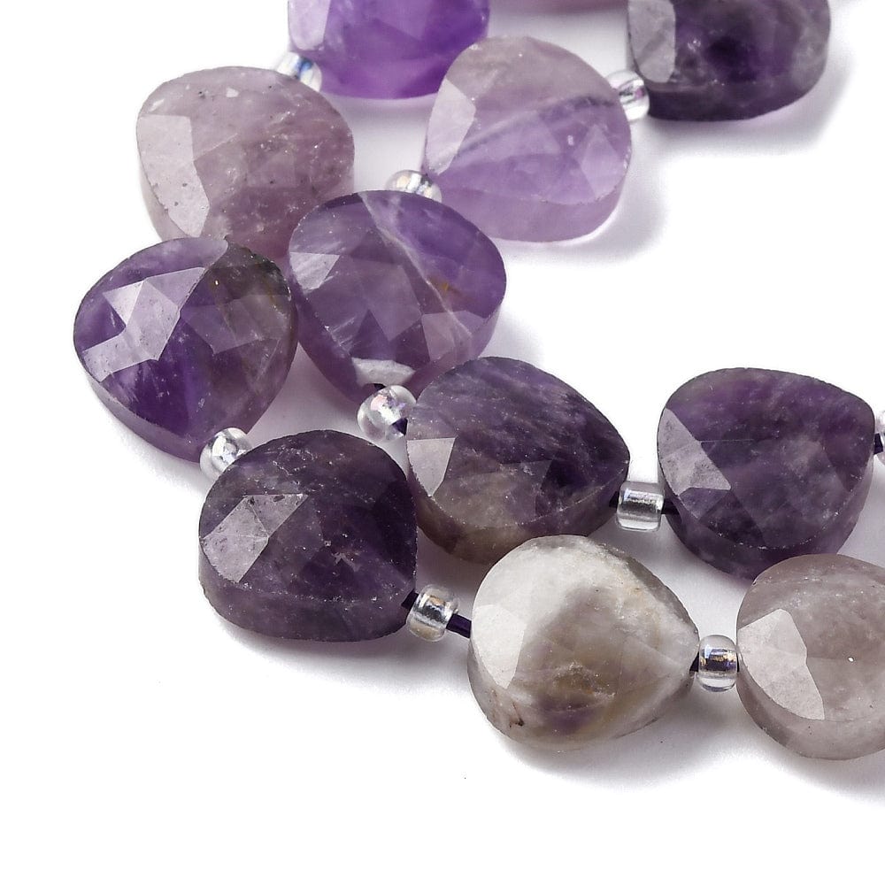 Ametyst Perler - Hjerteform (9x10mm) - Uniq Perler - 955689