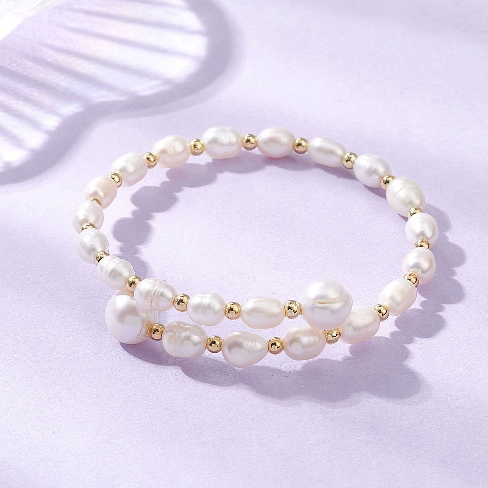 Bracelet with freshwater pearls – 18K gold-plated (cream white) - Uniq Perler -