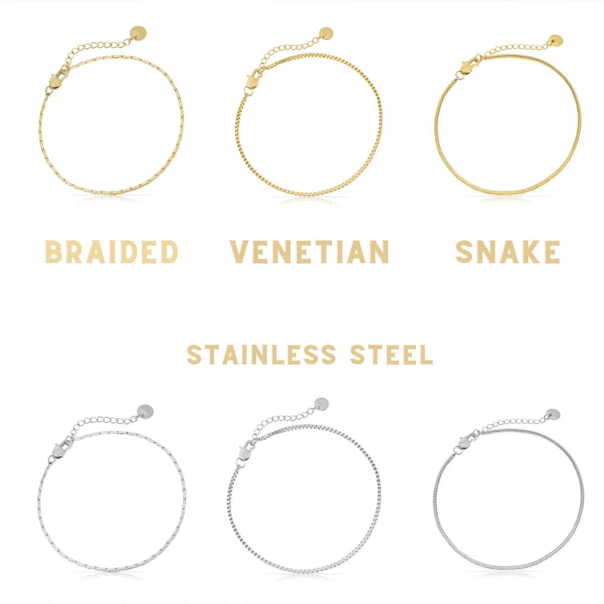 Armbånd Sæt i Vandfast Forgyldt Stål – 16+5 cm (3 stk) - Uniq Perler -