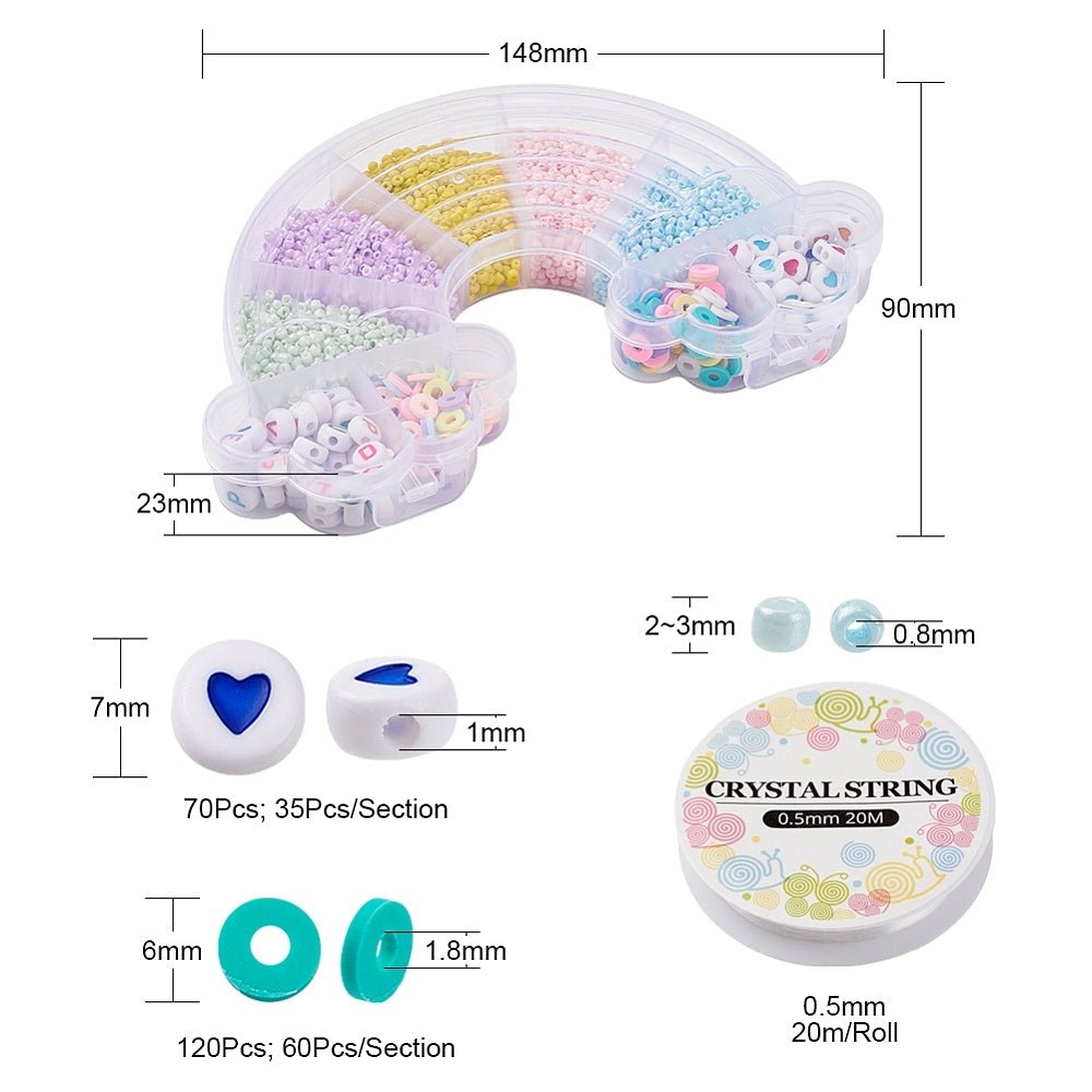 Armbånds sæt – Glas Seed Beads + Akryl og Fimo Perler (Mix Farver) - Uniq Perler -