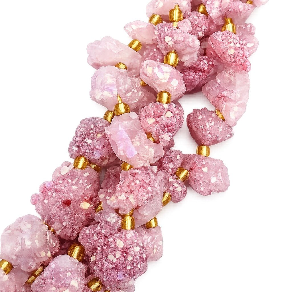 Auktion Å…Druzy Agat Perler – Nuggets, Rosa (10 - 16x12,5 - 15mm) - Uniq Perler - 117512