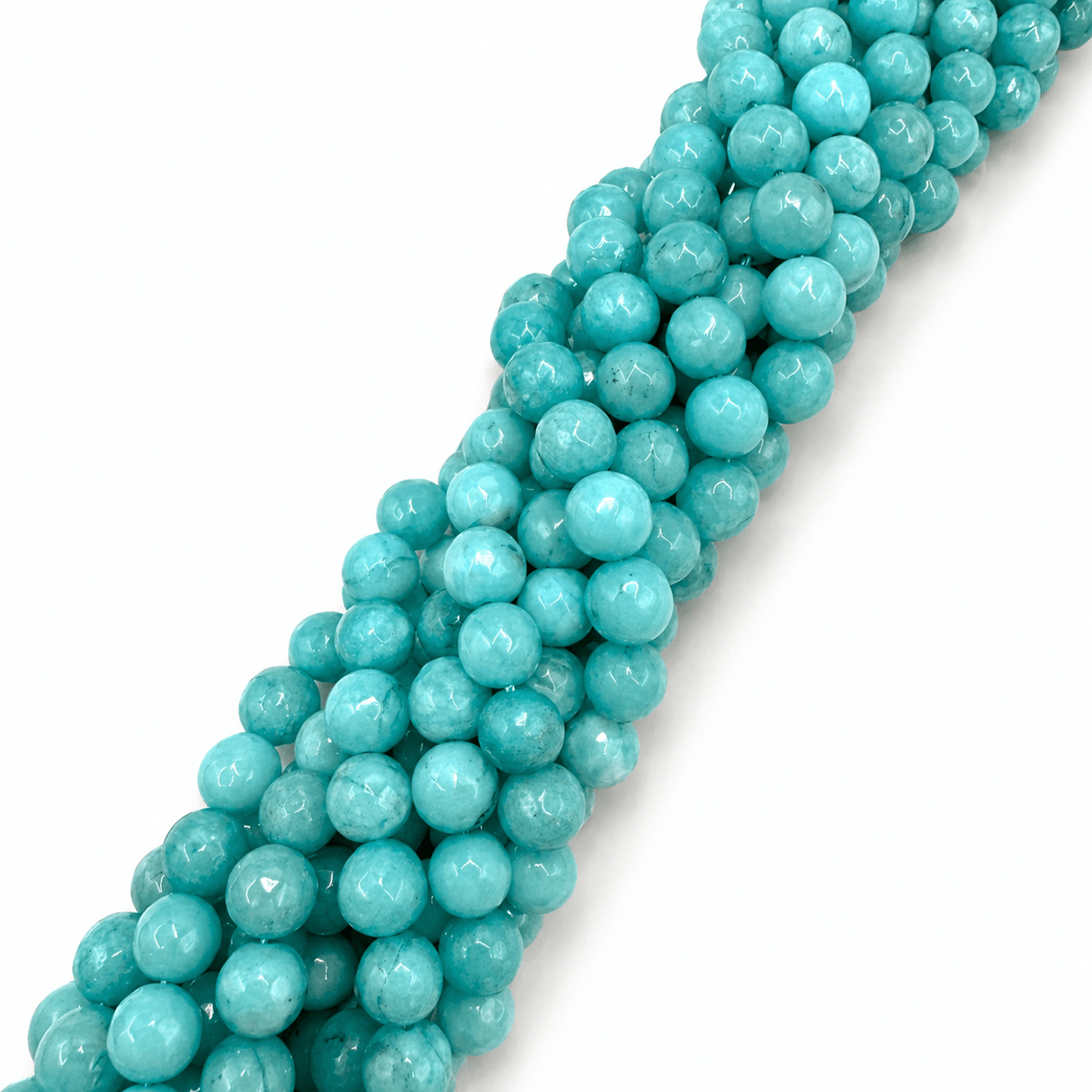 Auktion AD.....Jade Perler – Turkis, Facetteret Rund (10mm) - Uniq Perler - 0000007066