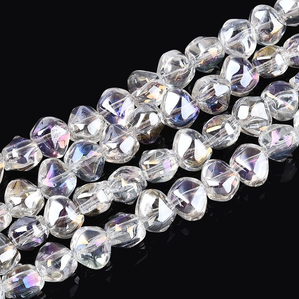 Auktion Æ......Nugget Formet Glasperler - Klar (6,5x8mm) - Uniq Perler - 116093