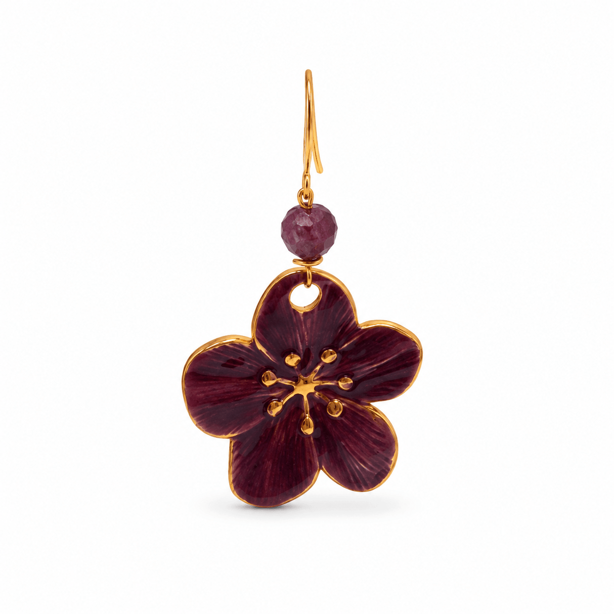 Auktion J....Blomster Vedhæng Med Emalje – 18K Forgyldt Stål, Brun (24,5x22,5x2,5mm) - Uniq Perler - 122879
