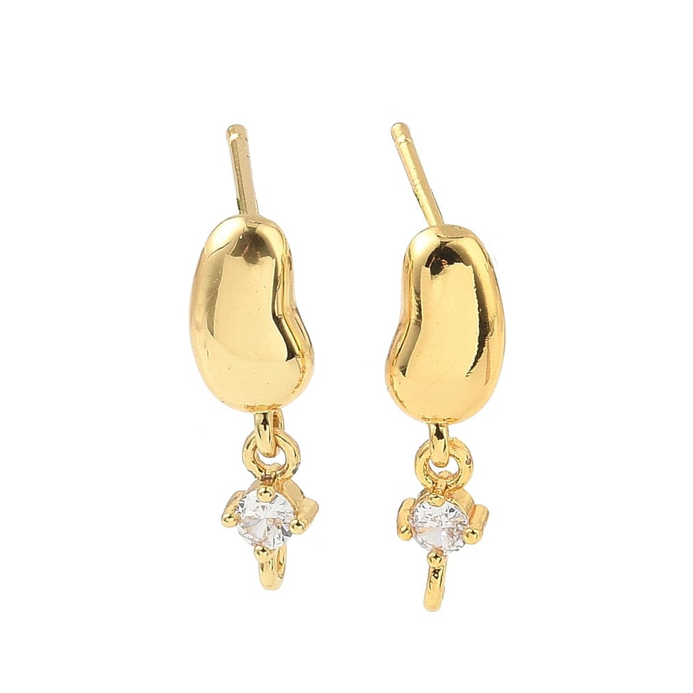 Auktion J......Bønneformet Ørestikkere Med Langtidsholdbar Forgyldt Messing (19mm) - Uniq Perler - 115961