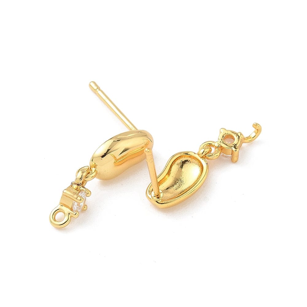 Auktion J......Bønneformet Ørestikkere Med Langtidsholdbar Forgyldt Messing (19mm) - Uniq Perler - 115961