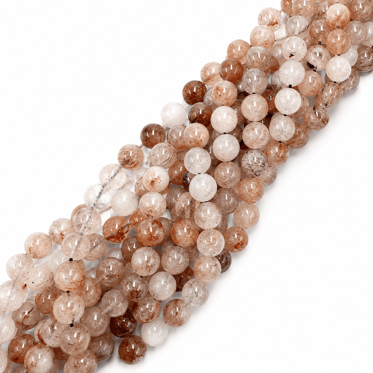 Auktion J.....Rutileret Kvarts – Sort Guld Rutileret, Runde (10mm) - Uniq Perler - 116497