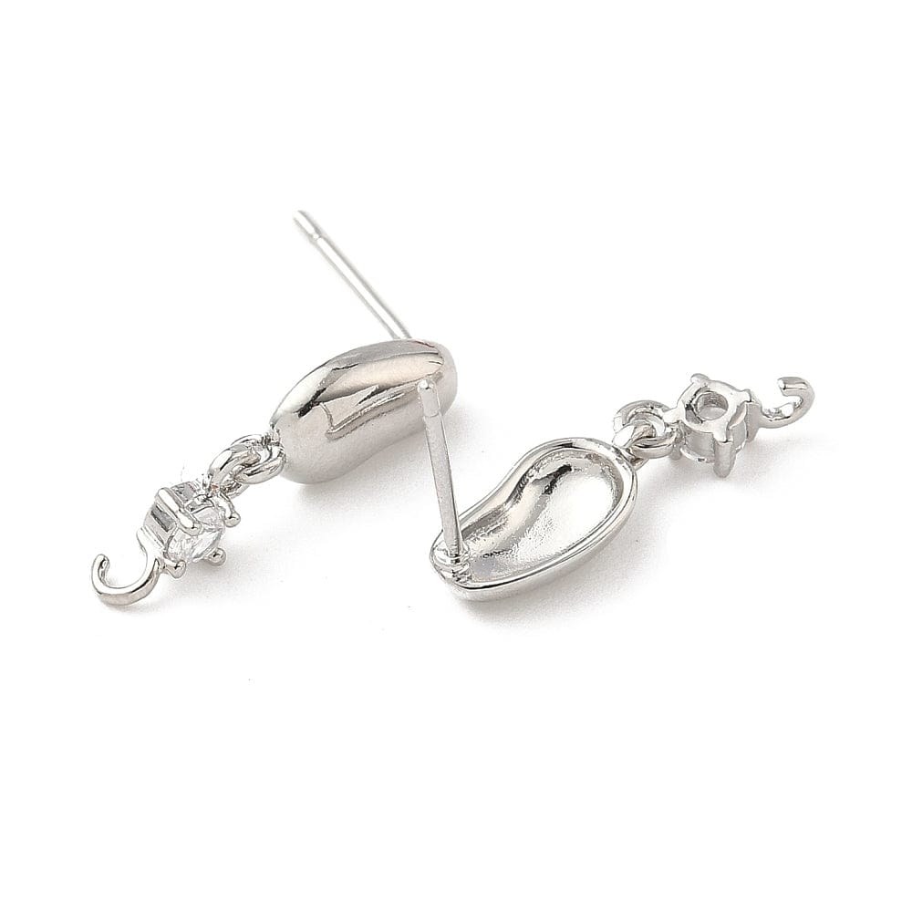 Auktion K.......Bønneformet Ørestikkere Med Langtidsholdbar Platinbelagt Messing (19mm) - Uniq Perler - 115962