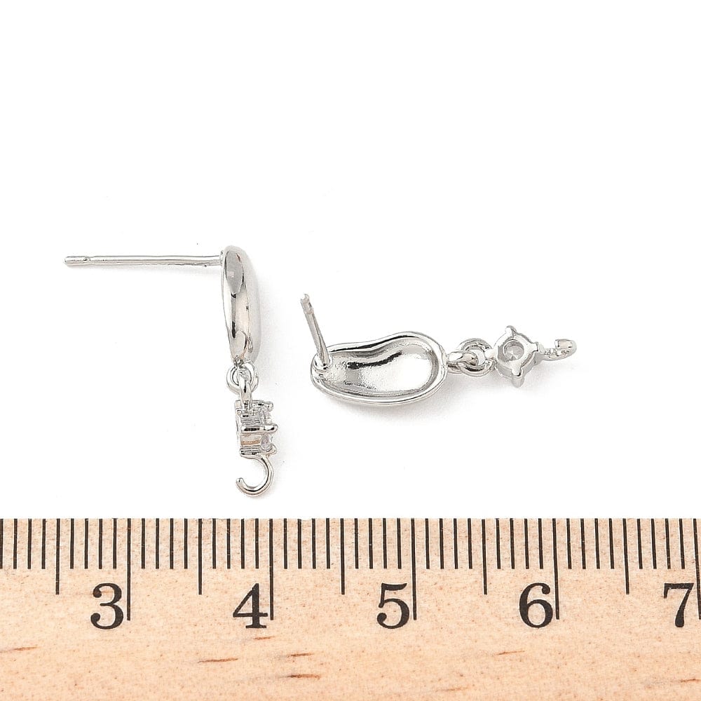 Auktion K.......Bønneformet Ørestikkere Med Langtidsholdbar Platinbelagt Messing (19mm) - Uniq Perler - 115962