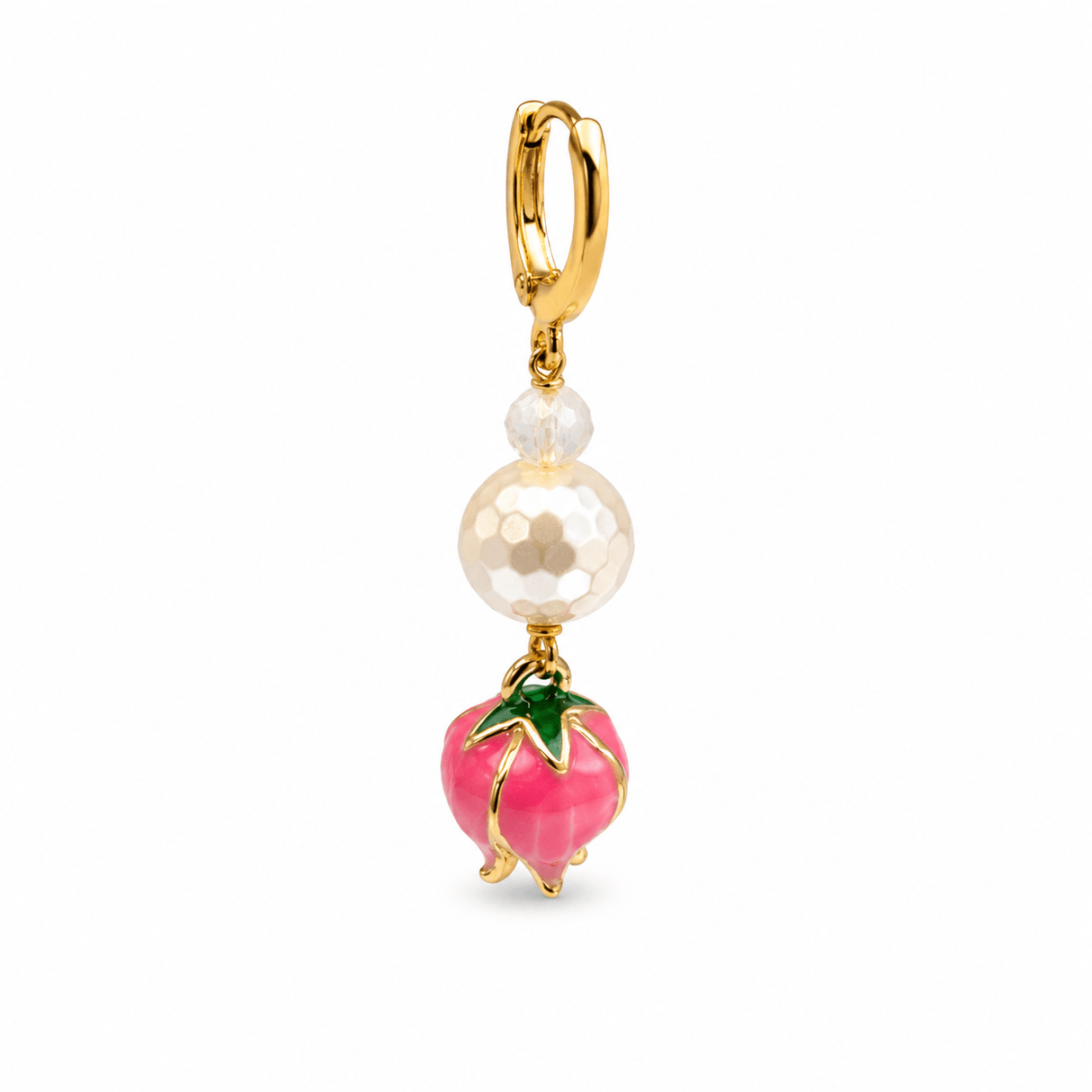Auktion R....Emalje Vedhæng – Blomster Knop, 18K Forgyldt Messing, Pink (13x9mm) 2 stk. - Uniq Perler - 122535