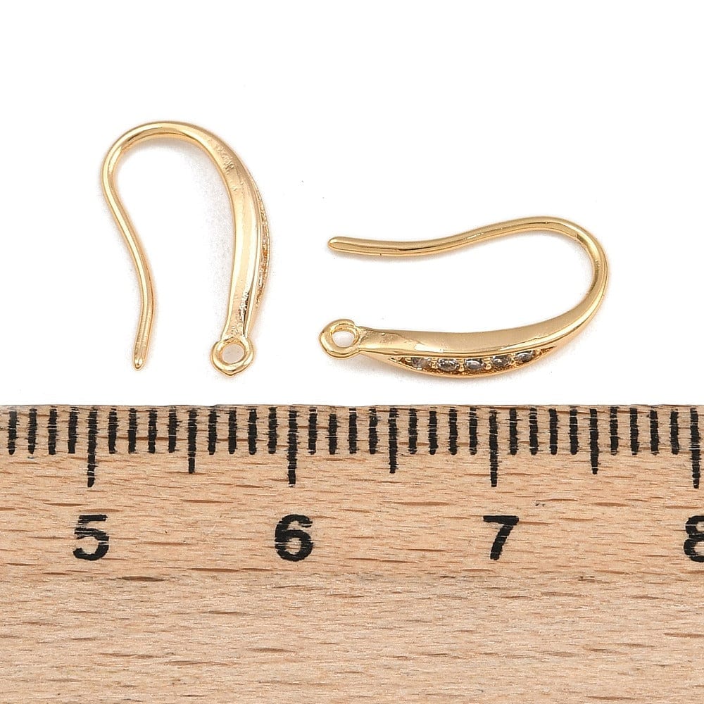 Auktion T......Ørekroge Med Zirkonia – 18K Forgyldt Messing (15mm) - Uniq Perler - 115957