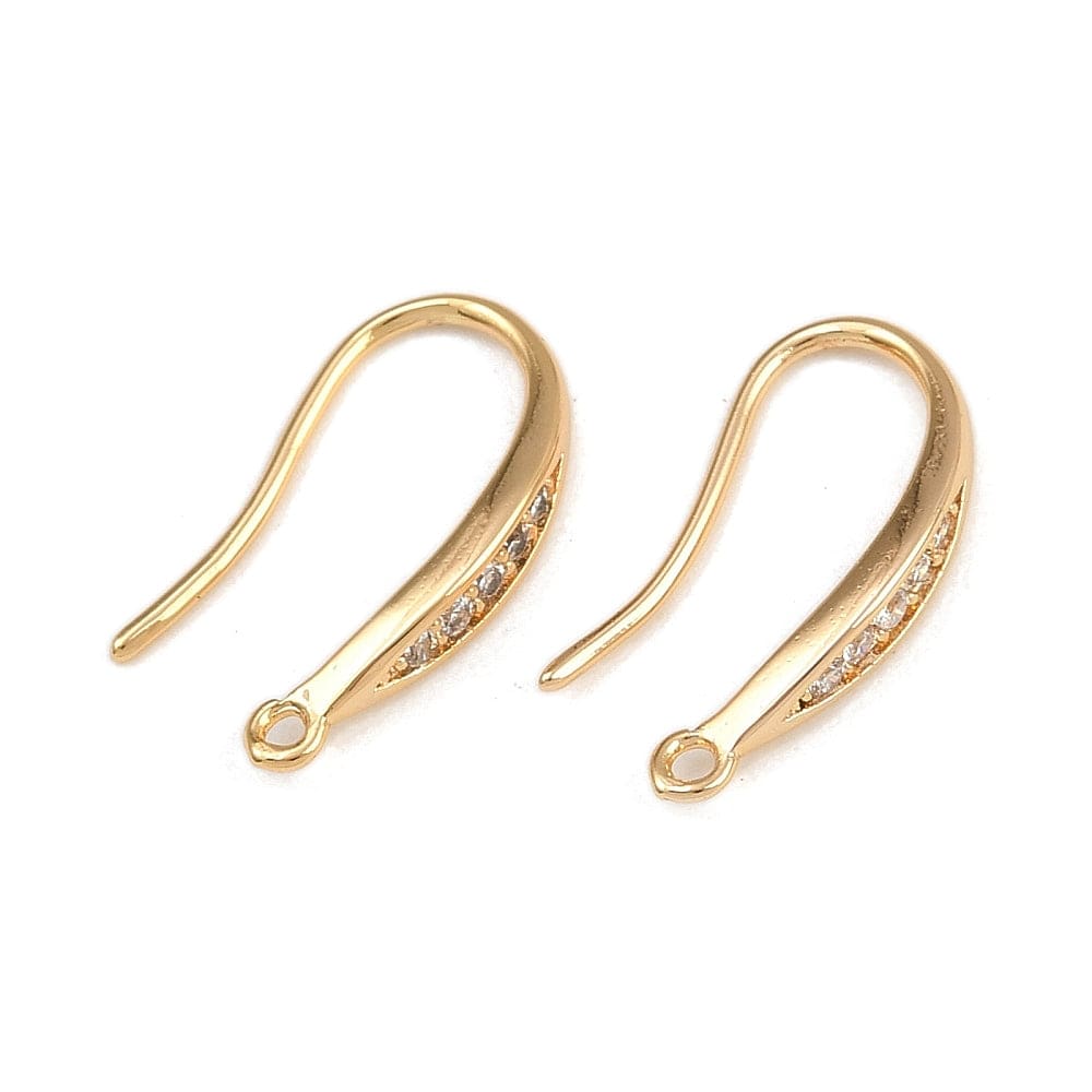 Auktion T......Ørekroge Med Zirkonia – 18K Forgyldt Messing (15mm) - Uniq Perler - 115957