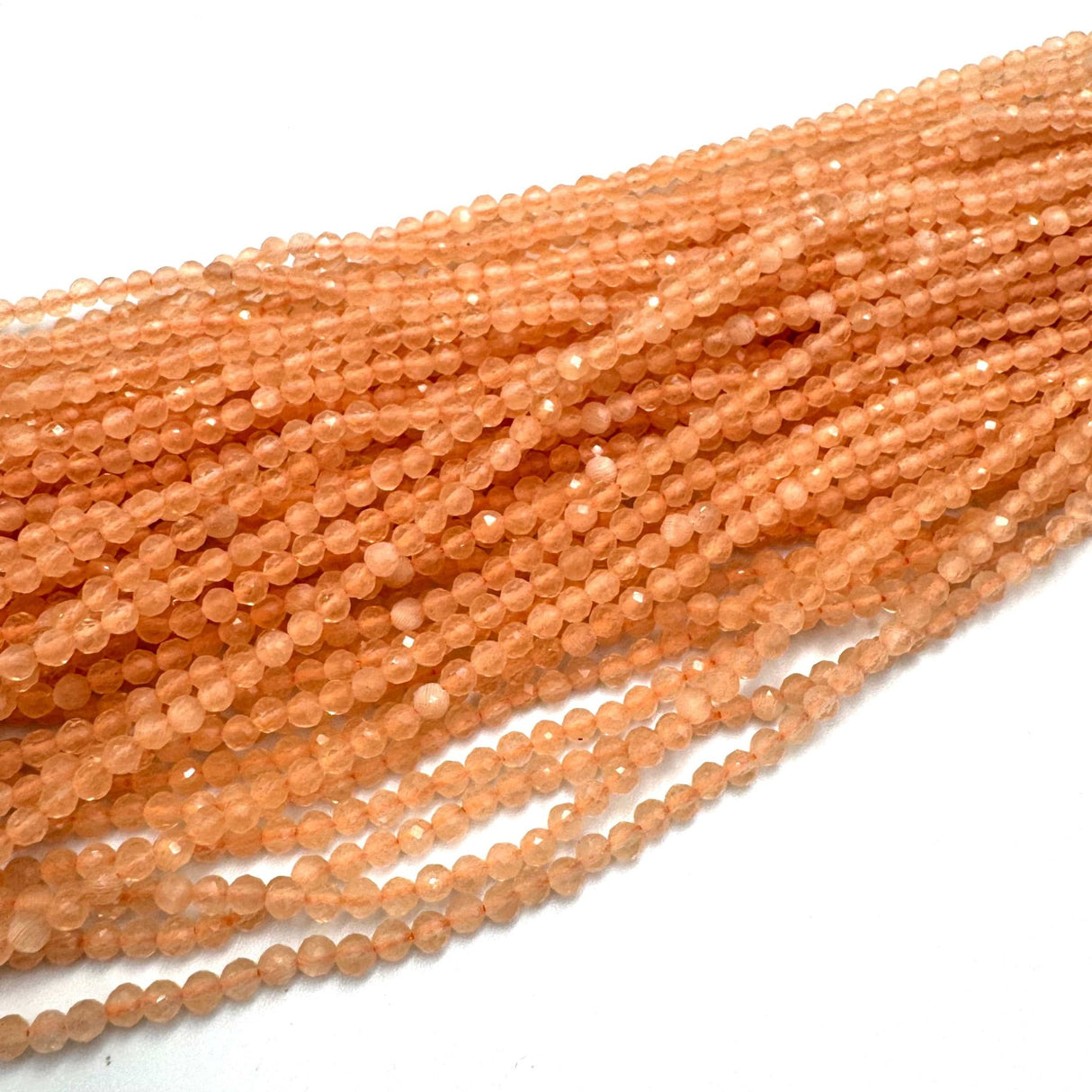 Auktion V......Cat Eye – Peach, Facetteret (3mm) - Uniq Perler - 467888