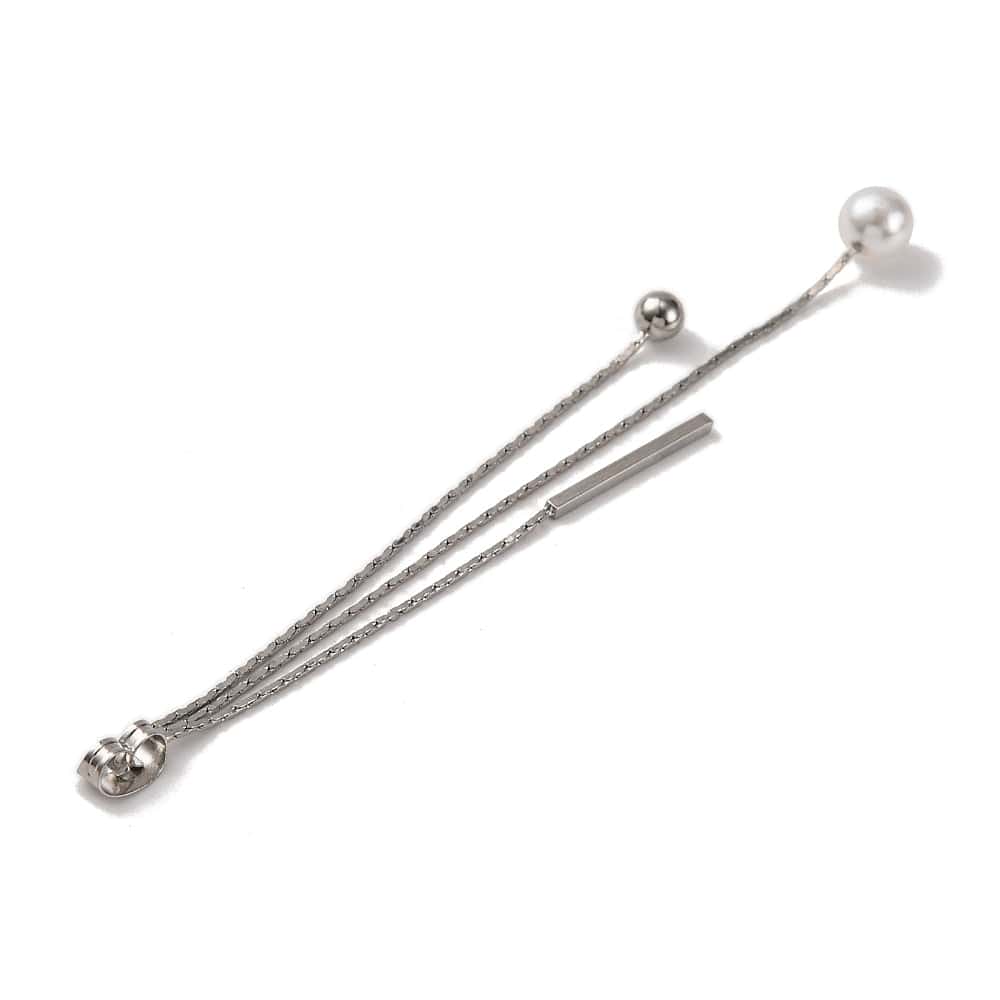 Bagstopper Med Kæde Vedhæng - Platin Farvet Messing (87mm), 2 stk. - Uniq Perler - 114743