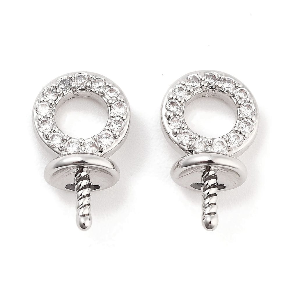 Bail Til Topboret Perle Med Zirkonia – Platin (13x7,2mm) - Uniq Perler - 112838