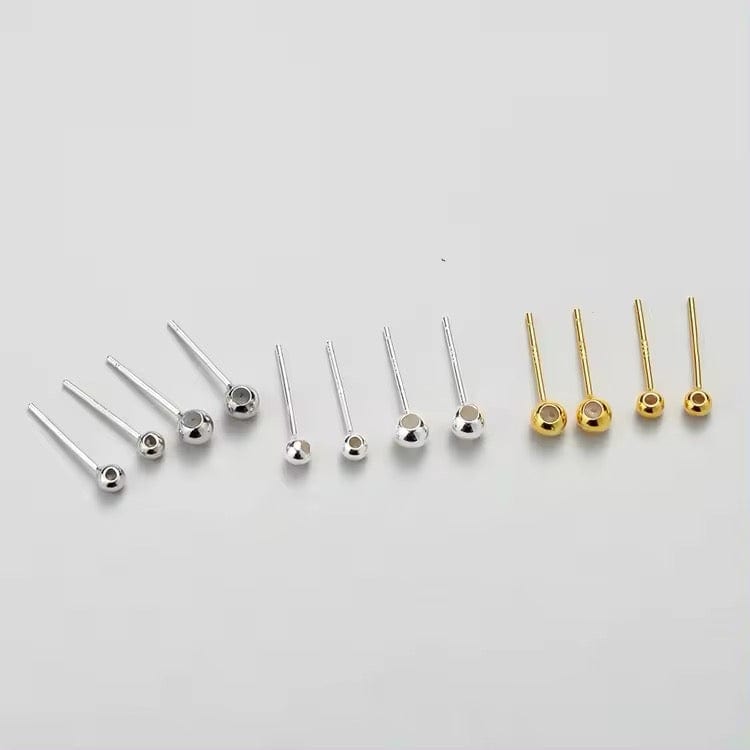 Ball Ørestikkere Med Øje Og Sillikone Indlæg, Sterling Sølv 925, (3mm) - Uniq Perler - 112373