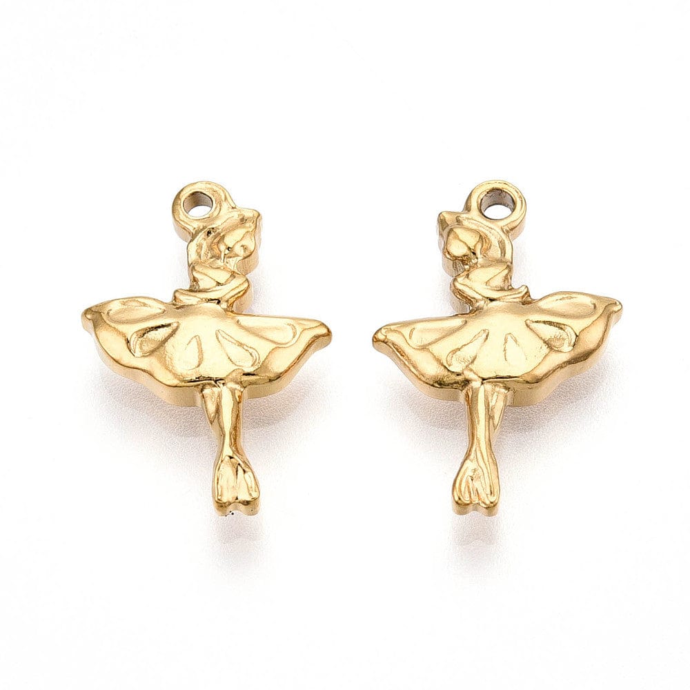 Ballerina Vedhæng – Vandfast, 18K Forgyldt Stål (19x13mm) - Uniq Perler - 114999