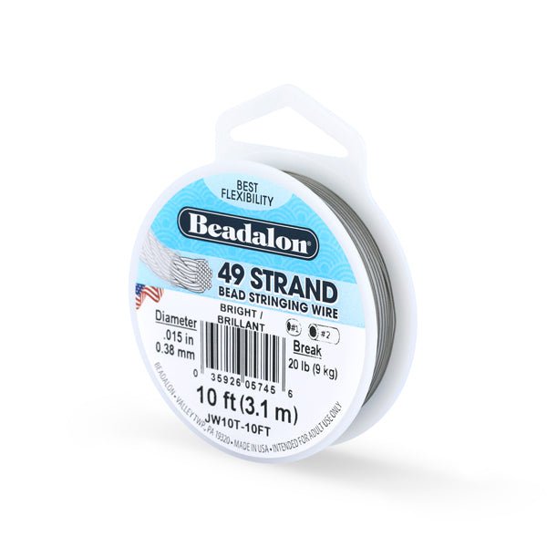 Beadalon 49-Tråds Smykkewire – Lys Stål (0,38mm) 3,1 meter - Uniq Perler - 035926057456