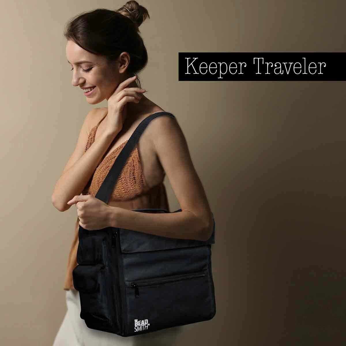 Beadsmith Opbevaringstaske Incl. 6 Bokse – Sort Lærred (33x30x20cm) - Uniq Perler -